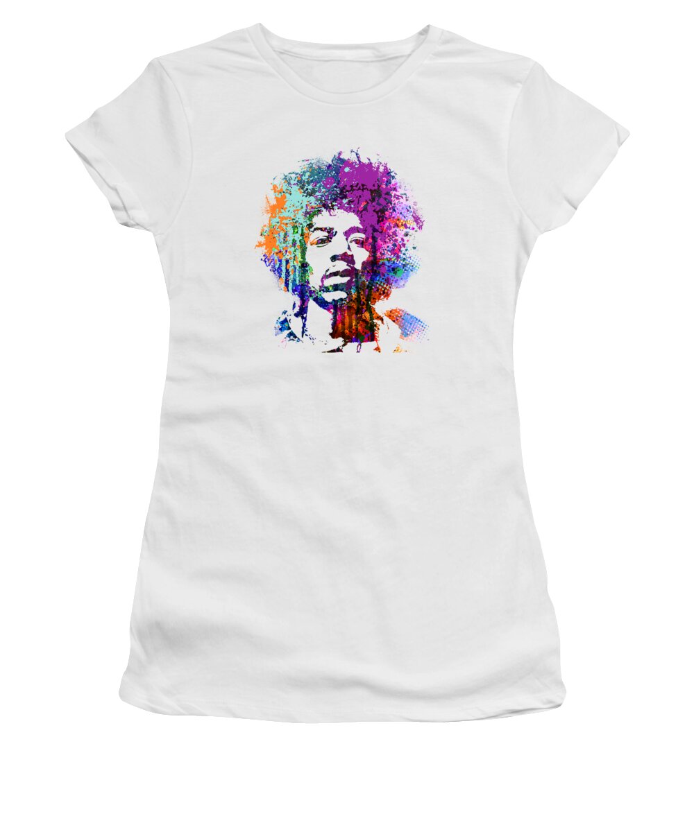 Jimi Women's T-Shirt featuring the mixed media Jimi Hendrix #1 by Art Popop
