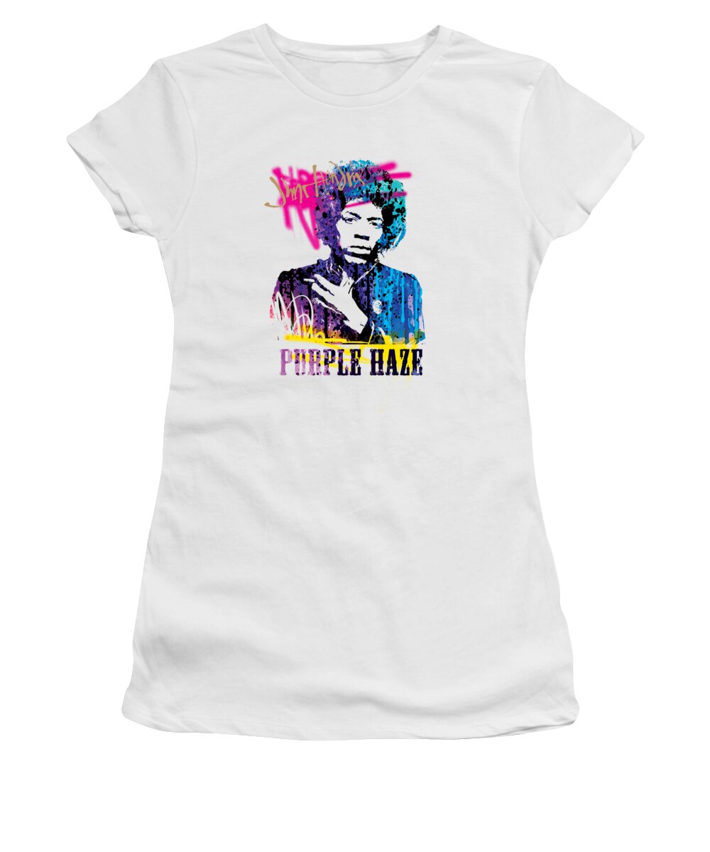Jimi Women's T-Shirt featuring the mixed media JIMI- purple haze by Art Popop