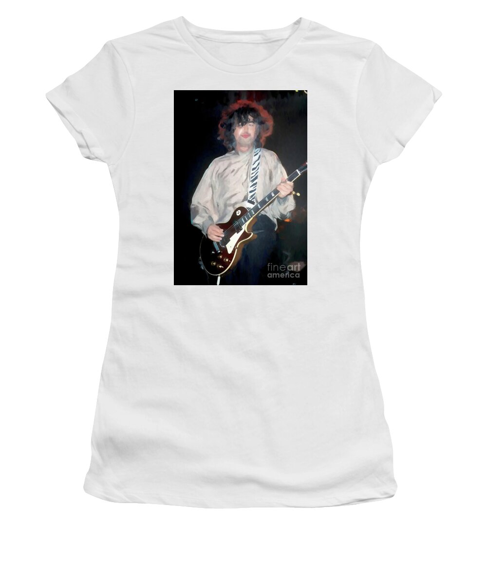 Hard Rock Women's T-Shirt featuring the painting Jimmy Page Painting by Concert Photos