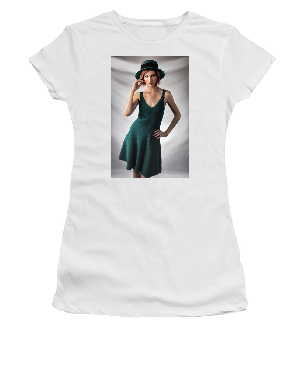 Johanna Dartez Castille. Women's T-Shirt featuring the photograph Johanne in Green by Gregory Daley MPSA