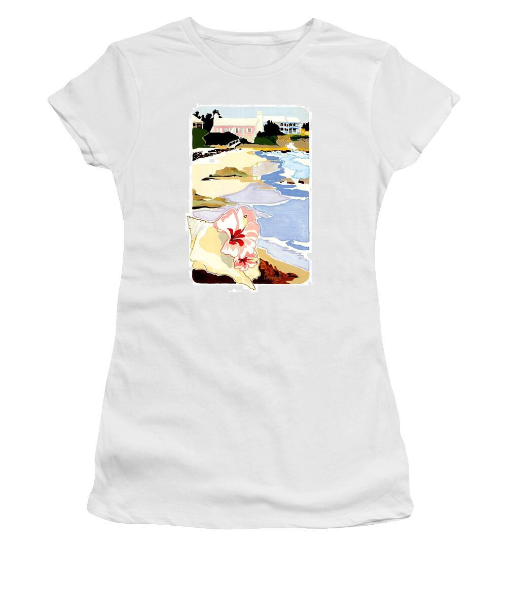 Bermuda - Atlantic Islands Women's T-Shirt featuring the painting John Smith's Bay - Bermuda by Joan Cordell