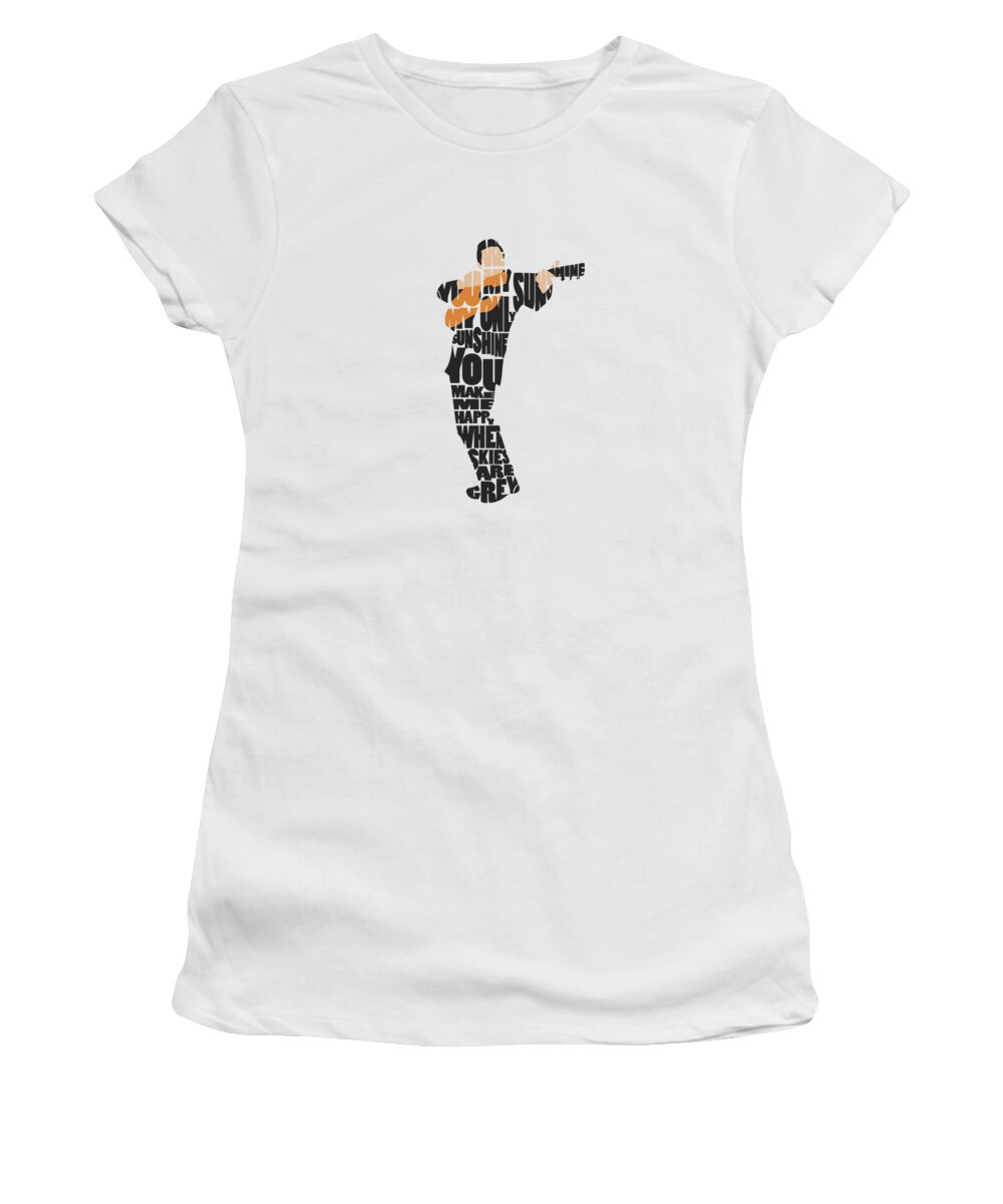 Johnny Cash Women's T-Shirt featuring the painting Johnny Cash Typography Art by Inspirowl Design