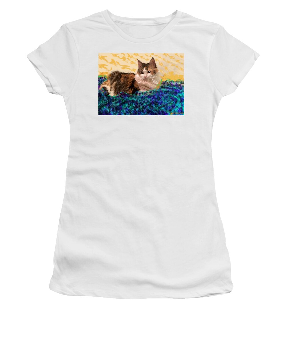Cat Women's T-Shirt featuring the painting Jooniper by Angela Weddle