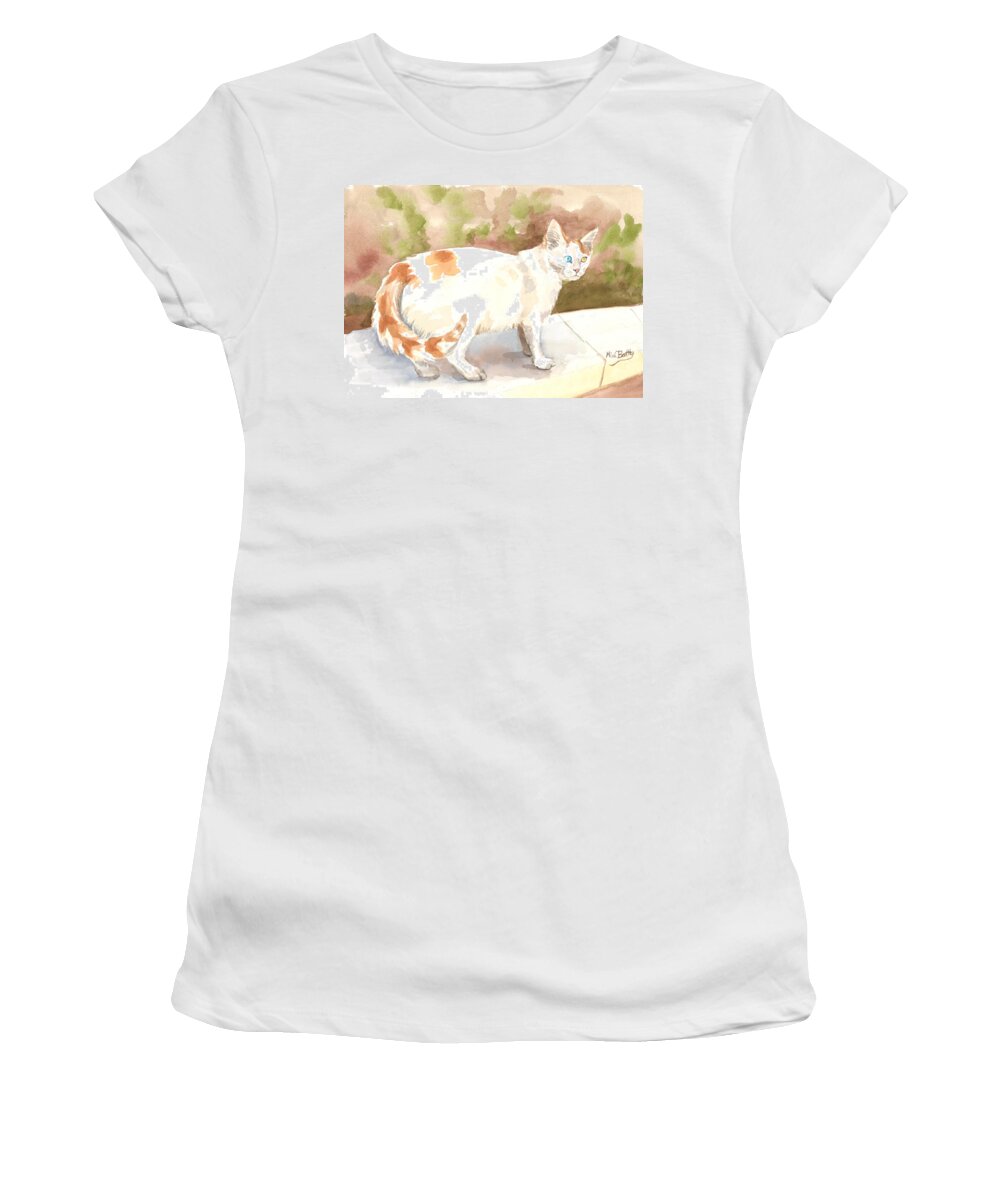  Women's T-Shirt featuring the painting Jourieh or Bowie by Mimi Boothby