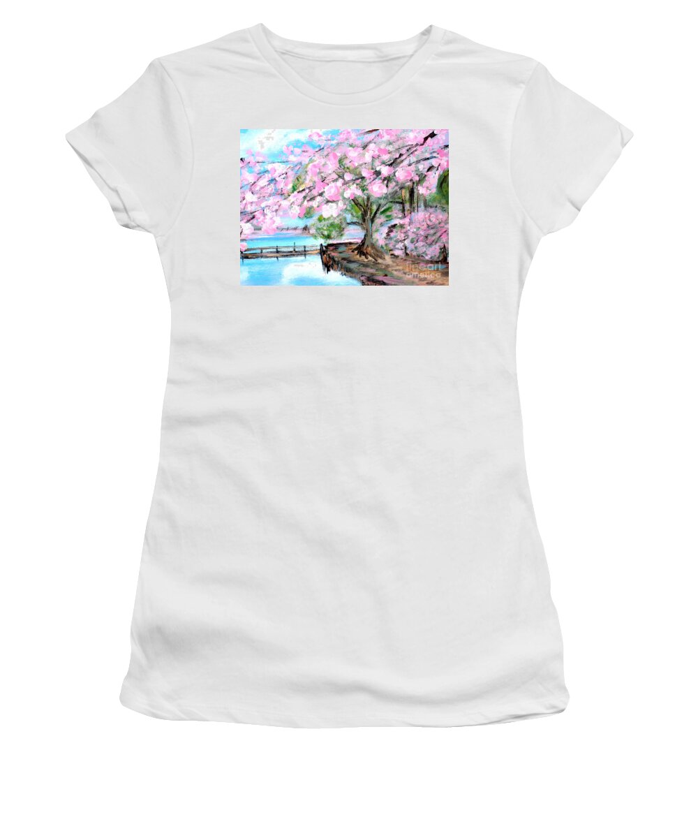 For Sale Women's T-Shirt featuring the painting Joy of Spring. for sale Art prints and cards by Oksana Semenchenko
