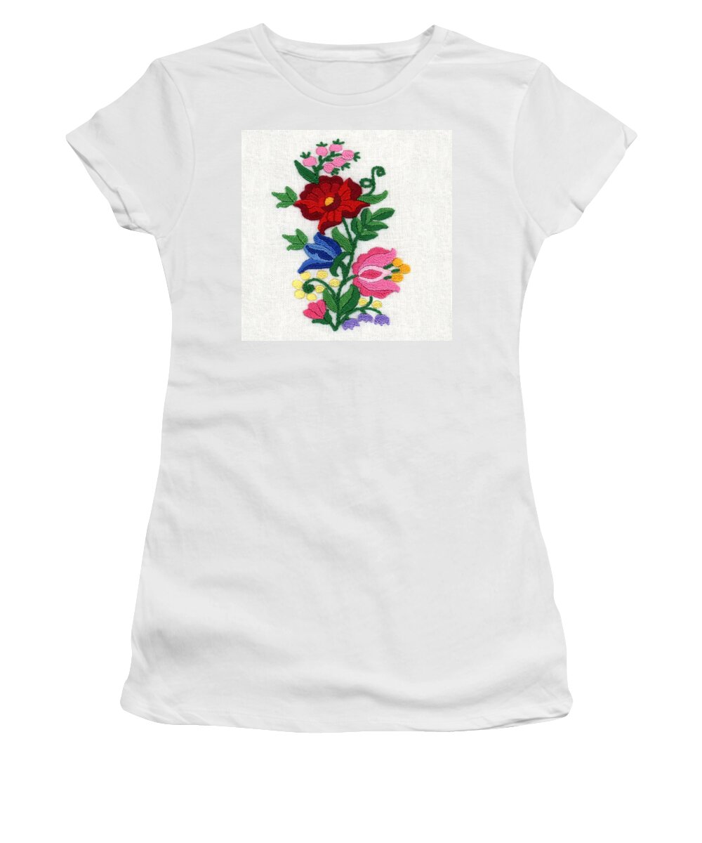 Kalocsa Flowers Embroidery Women's T-Shirt featuring the photograph Kalocsa Flowers Embroidery by Marianna Mills