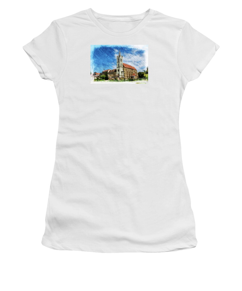 Keszthely Church Women's T-Shirt featuring the photograph Keszthely church by Joe Cashin