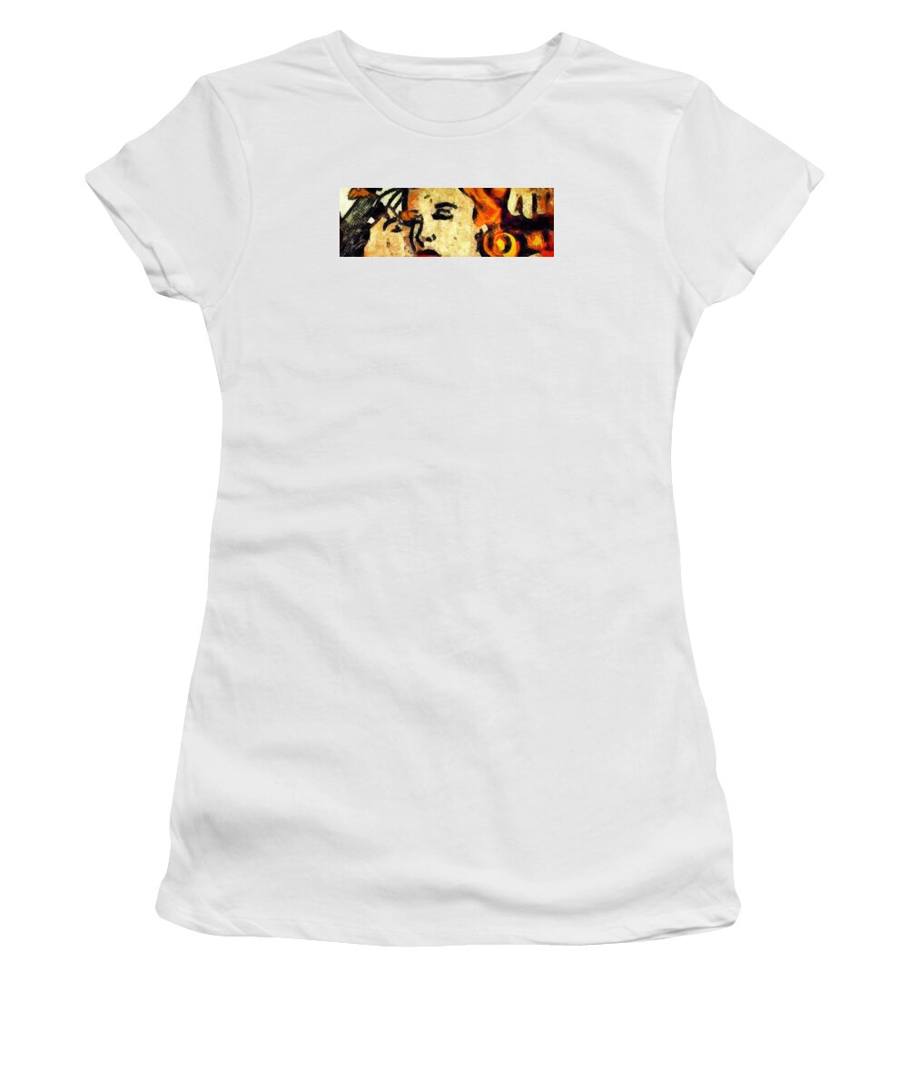 Lady Women's T-Shirt featuring the painting Kiss by Lelia DeMello