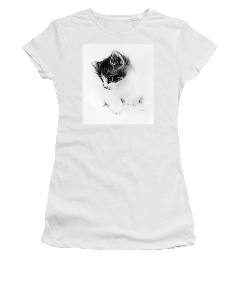 Kitten Women's T-Shirt featuring the drawing Kitty by William Russell Nowicki