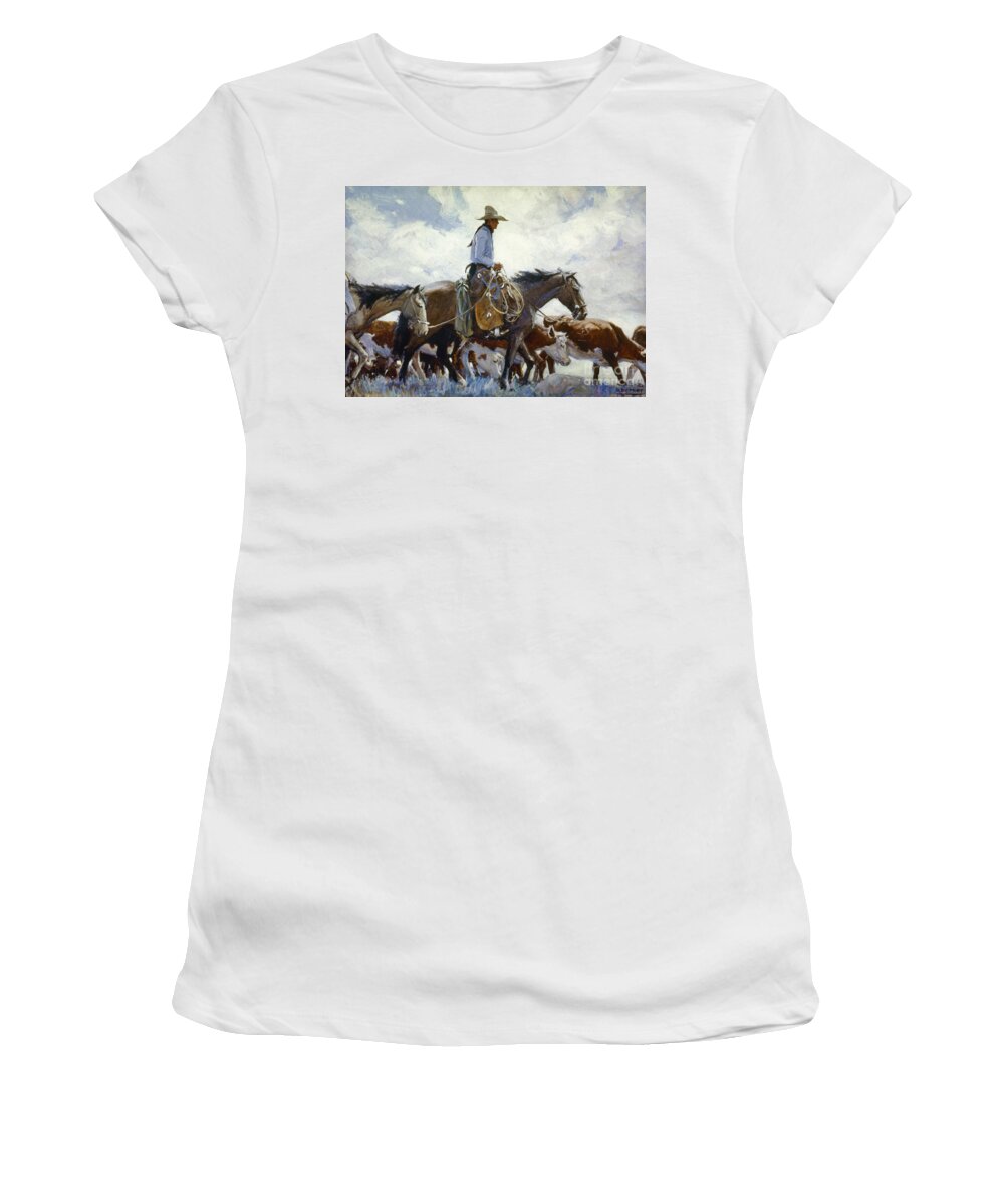 1920 Women's T-Shirt featuring the painting Stray Man Heads Home, 1920 by W H D Koener