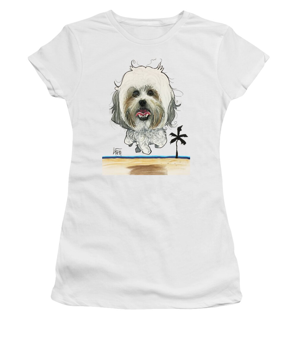 Pet Portrait Women's T-Shirt featuring the drawing Kramer 3230 1 by Canine Caricatures By John LaFree