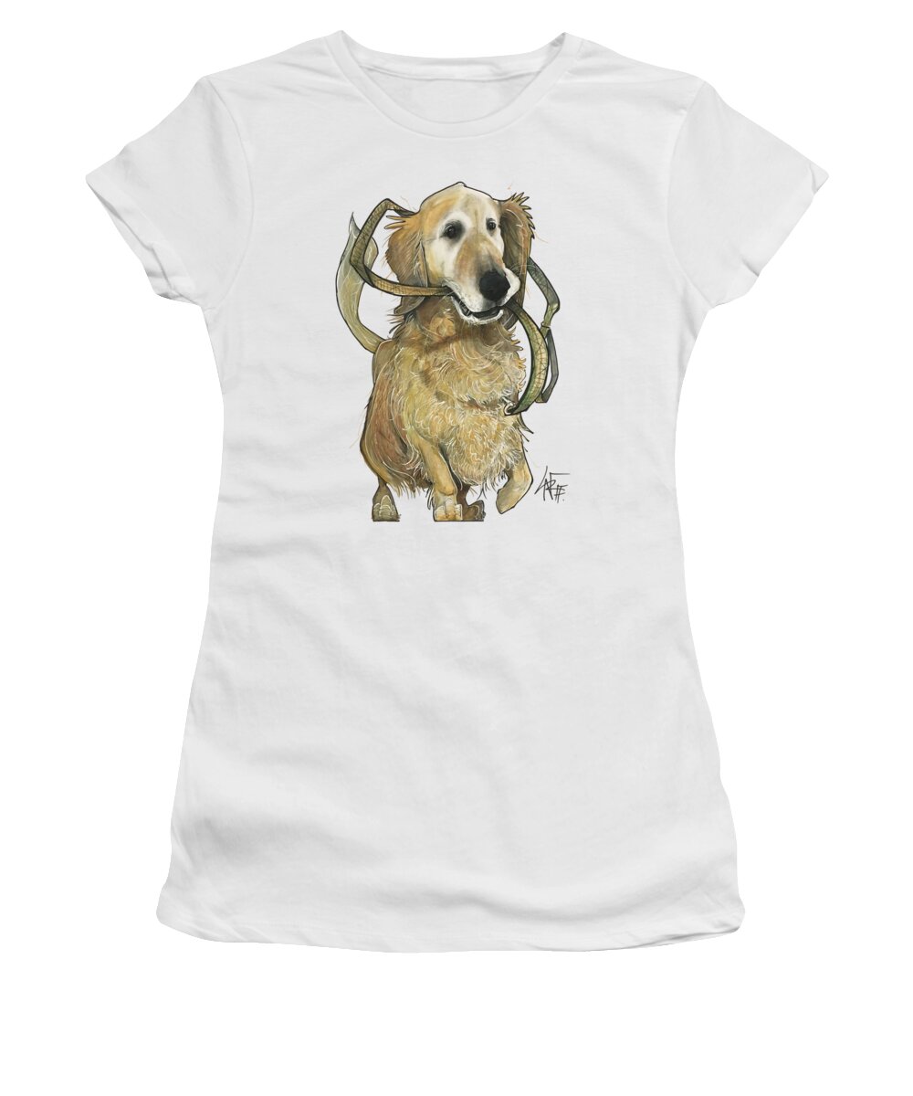 Pet Portrait Women's T-Shirt featuring the drawing Kramer 3293 by Canine Caricatures By John LaFree