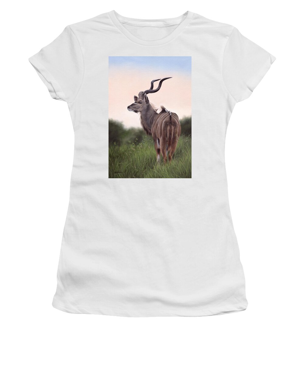 Kudu Women's T-Shirt featuring the painting Kudu by Rachel Stribbling