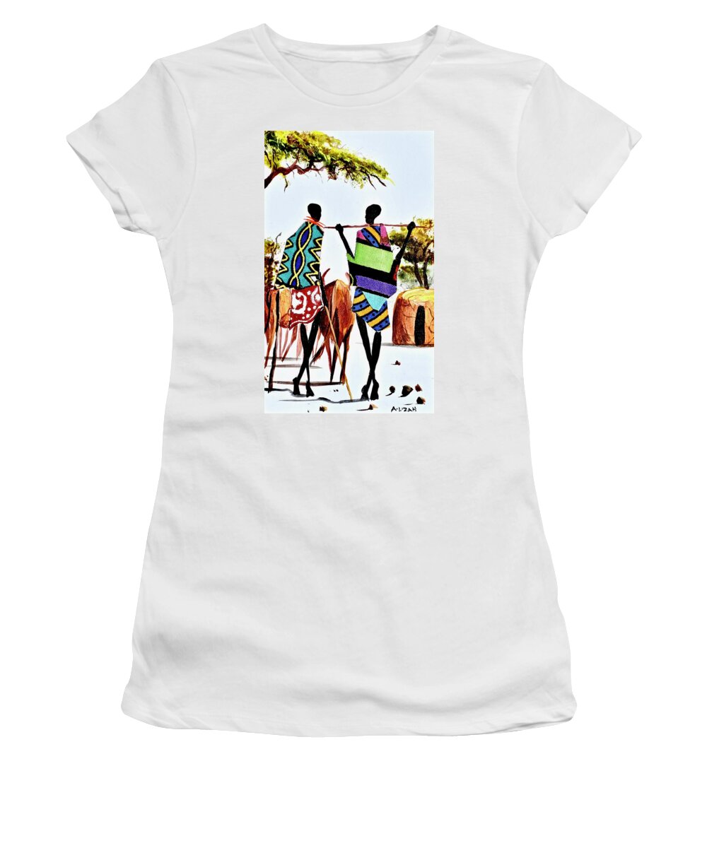 African Artists Women's T-Shirt featuring the painting L-243 by Albert Lizah
