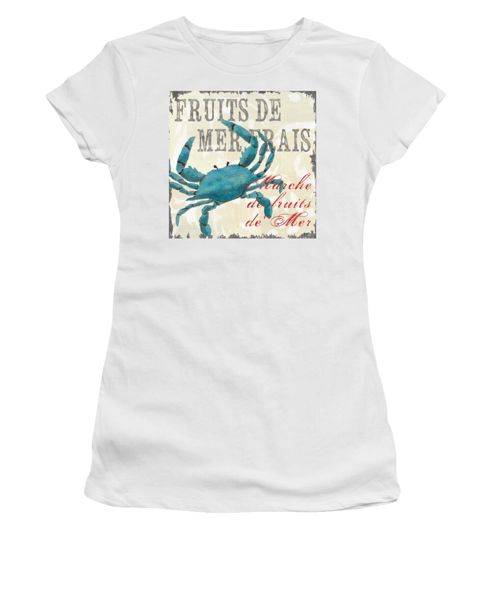 Coastal Women's T-Shirt featuring the painting La Mer Shellfish 1 by Debbie DeWitt