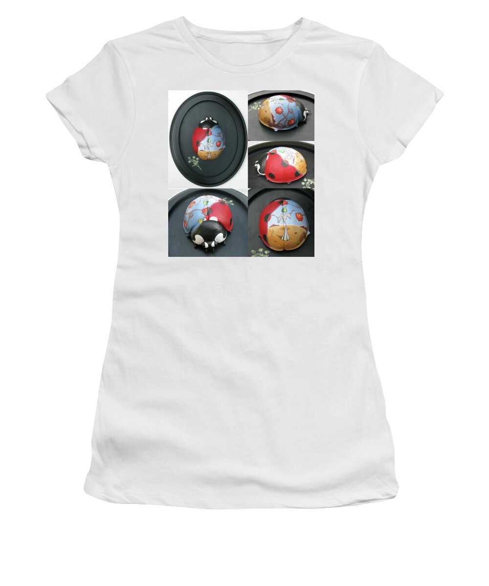  Women's T-Shirt featuring the painting Ladybug on the Half Shell by Paxton Mobley