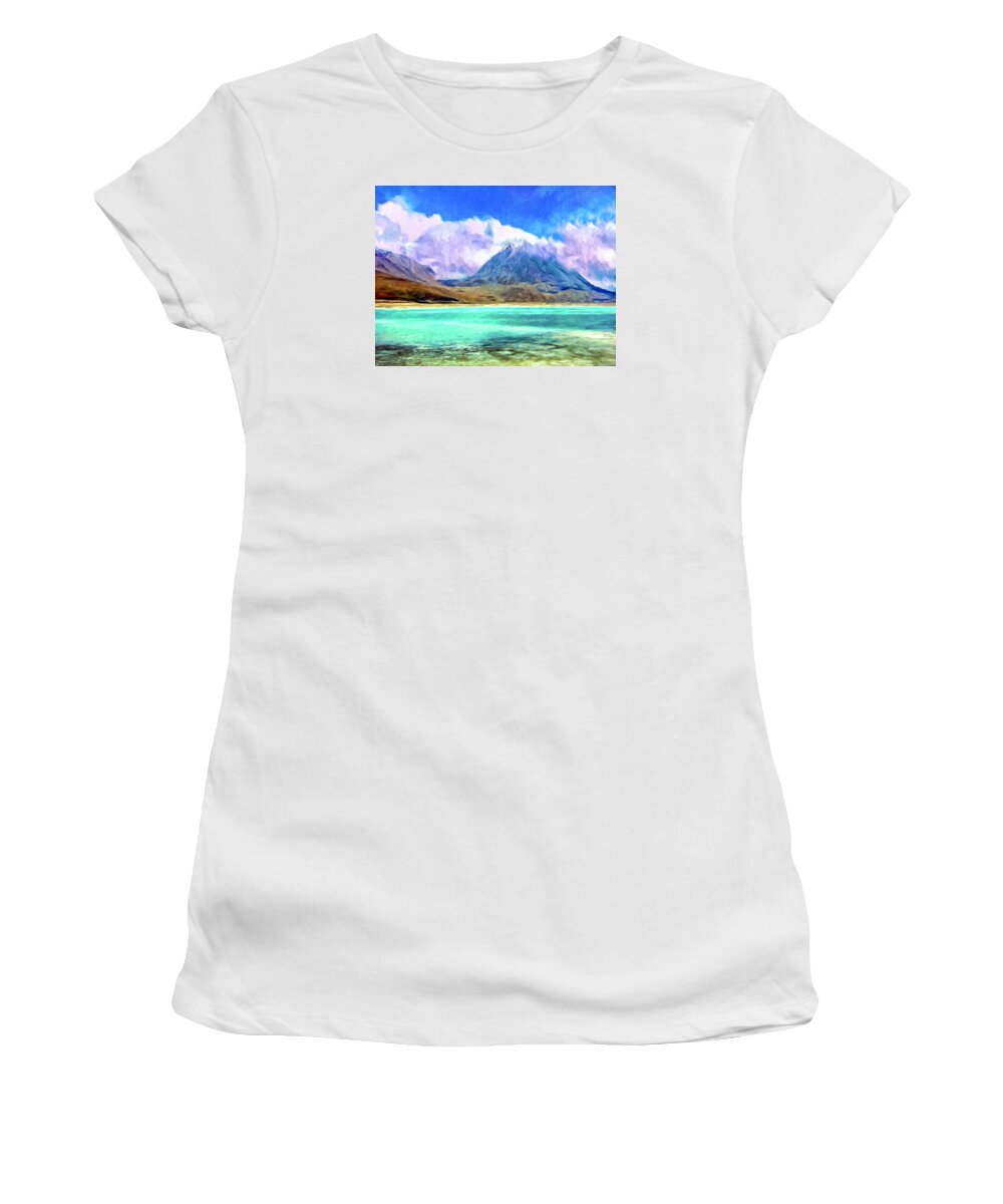 Laguna Verde Women's T-Shirt featuring the painting Laguna Verde by Dominic Piperata