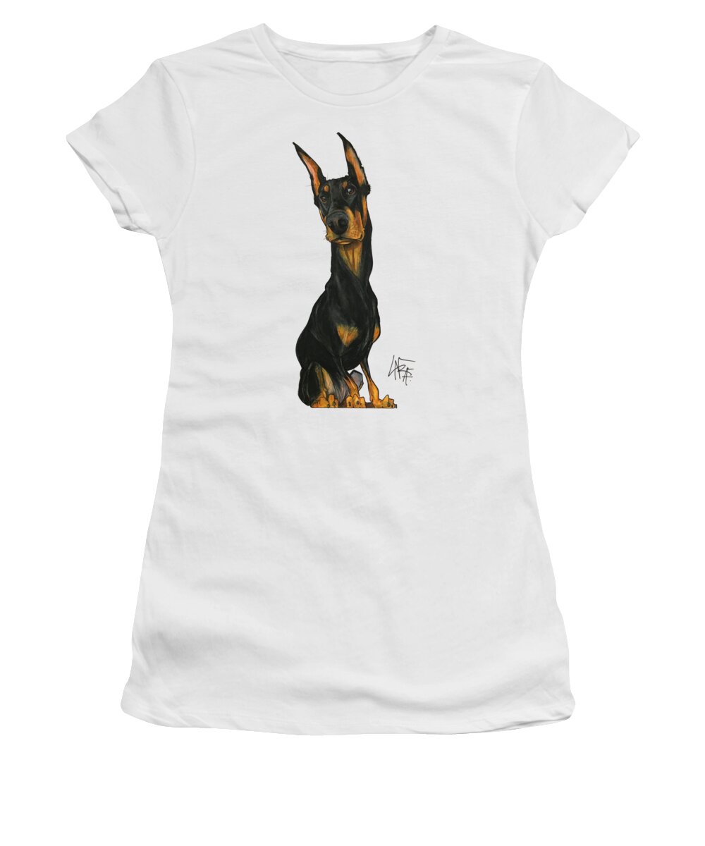 Pet Portrait Women's T-Shirt featuring the drawing Lainhart 3200 by Canine Caricatures By John LaFree