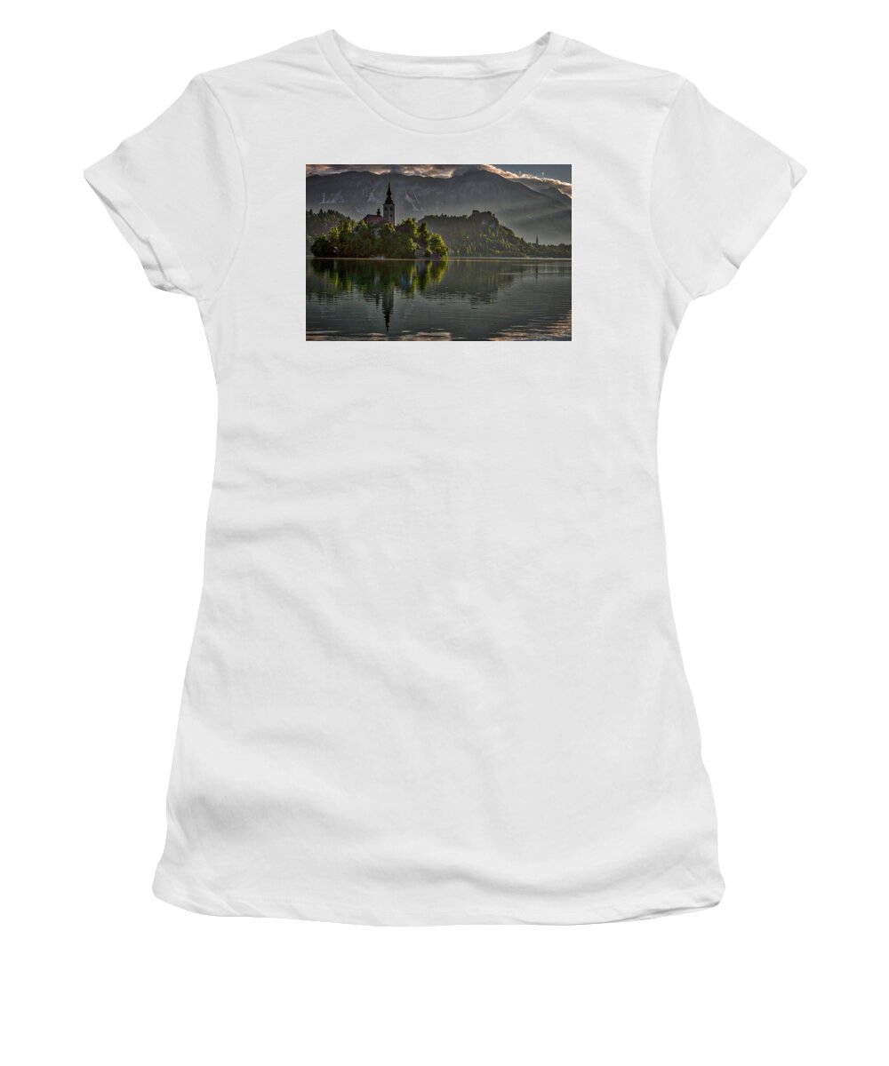 Lake Women's T-Shirt featuring the photograph Lake Bled Morning #3 - Slovenia by Stuart Litoff