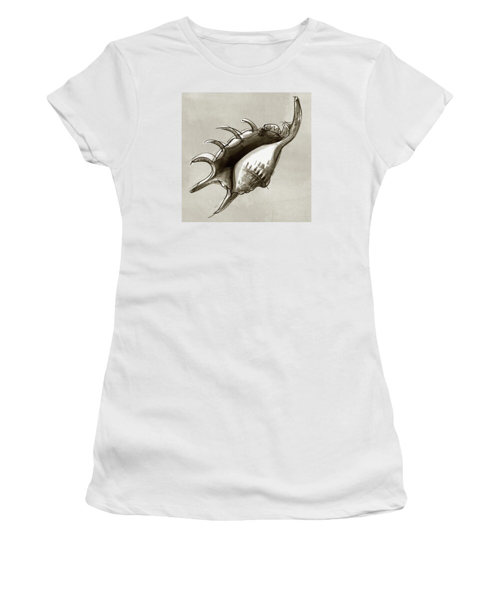 Seashell Women's T-Shirt featuring the painting Lambis Shell by Judith Kunzle