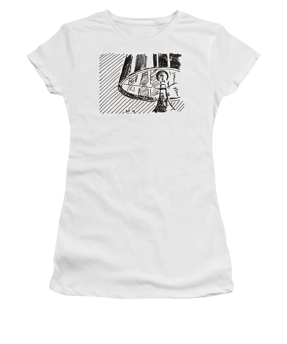 Lamp Women's T-Shirt featuring the drawing Lamp 1 2015 - ACEO by Joseph A Langley