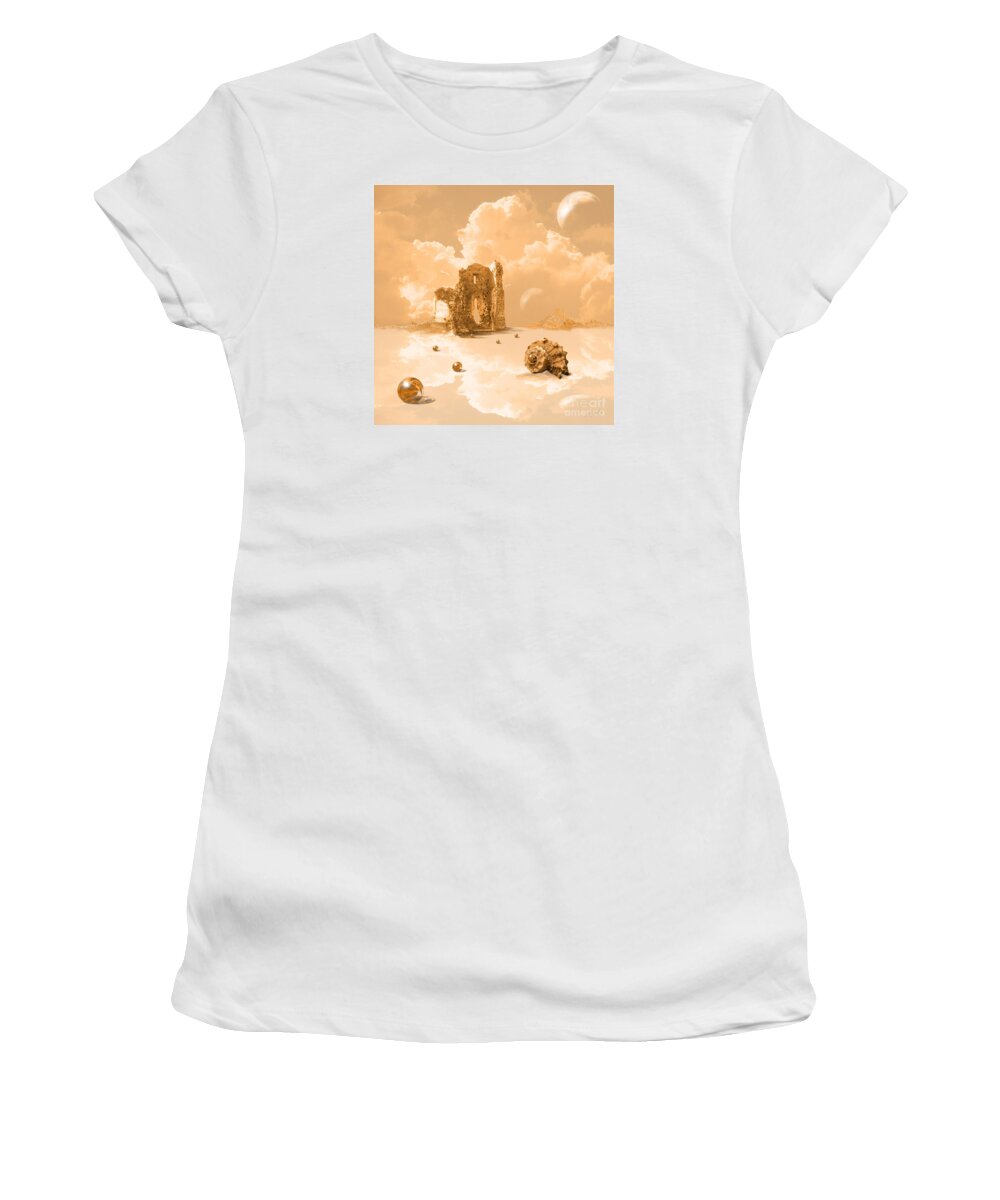 Surrealism Women's T-Shirt featuring the digital art Landscape with shell by Alexa Szlavics