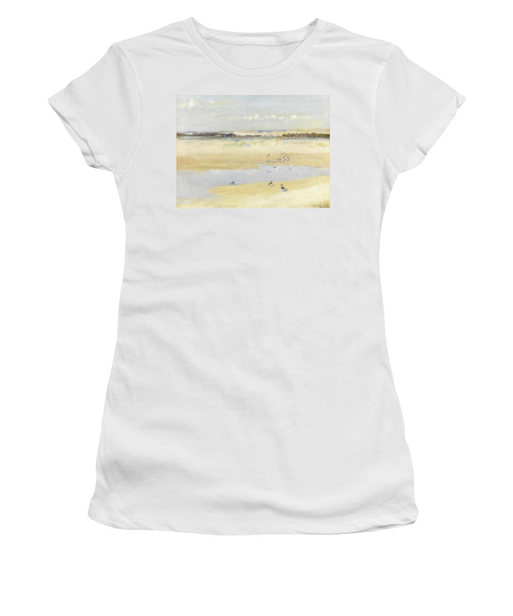 Lapwing Women's T-Shirt featuring the painting Lapwings by the Sea by William James Laidlay