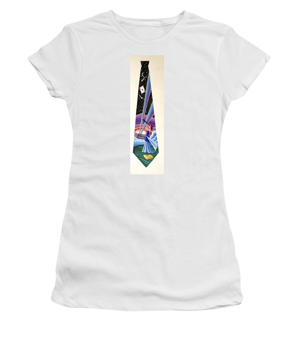 Las Vegas Tie Women's T-Shirt featuring the painting Las Vegas 2 by Tracy Dennison