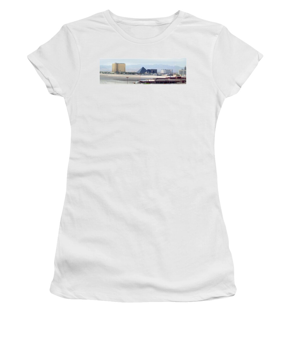 Lv Women's T-Shirt featuring the photograph Las Vegas Pano Section 1 of 3 by Gravityx9 Designs