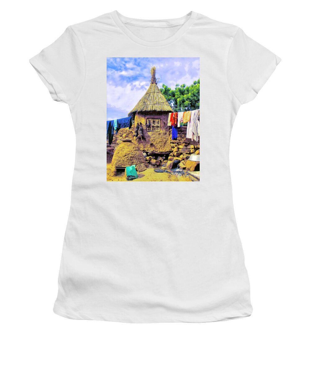 Mali Women's T-Shirt featuring the photograph Laundry Day - Dogon Village Mali by Dominic Piperata