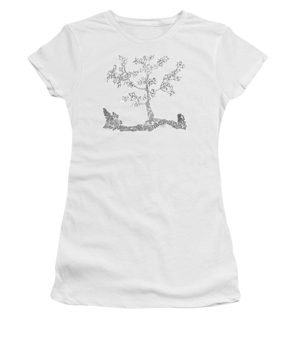 Tree Women's T-Shirt featuring the painting Leafy Jewels by Regina Valluzzi