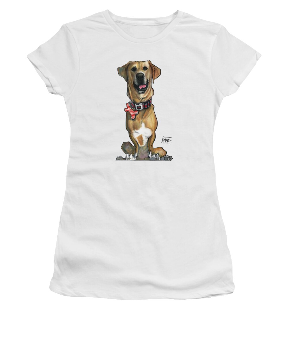 Pet Portrait Women's T-Shirt featuring the drawing Leone 3411 by Canine Caricatures By John LaFree