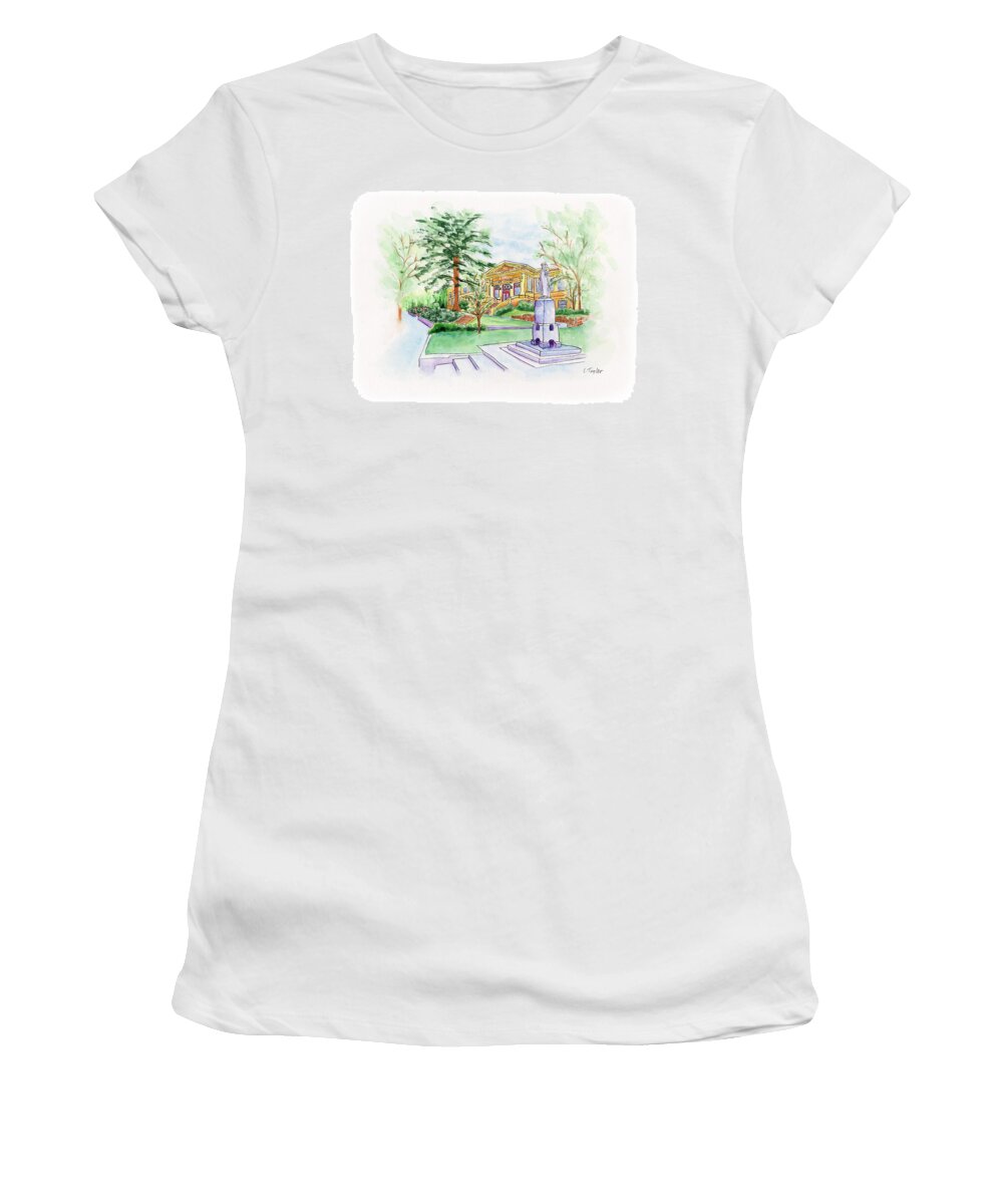 Library Women's T-Shirt featuring the painting Library a Carnegie Original by Lori Taylor