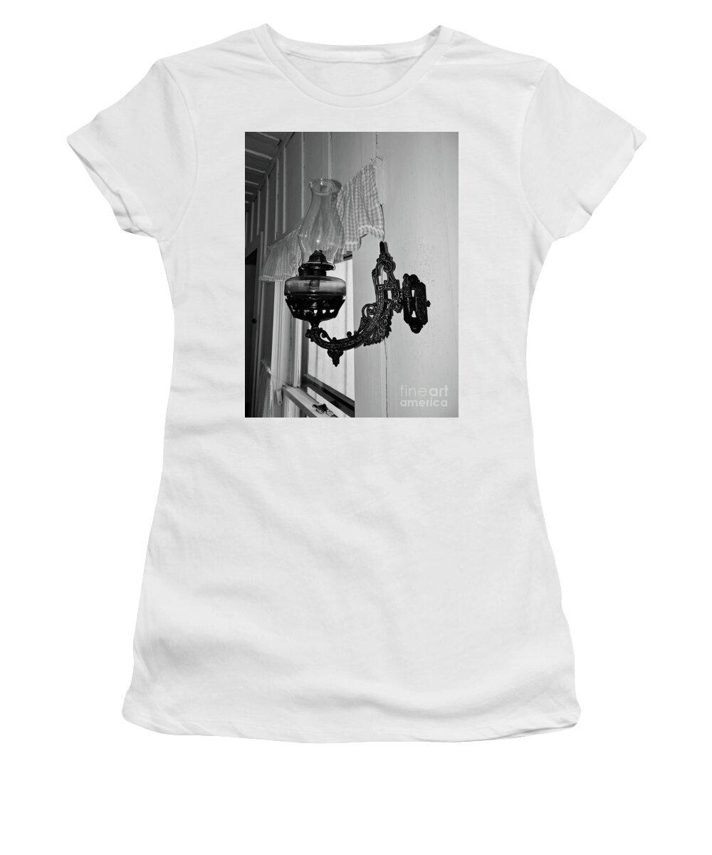 Lantern Women's T-Shirt featuring the photograph Light From The Past B W by D Hackett