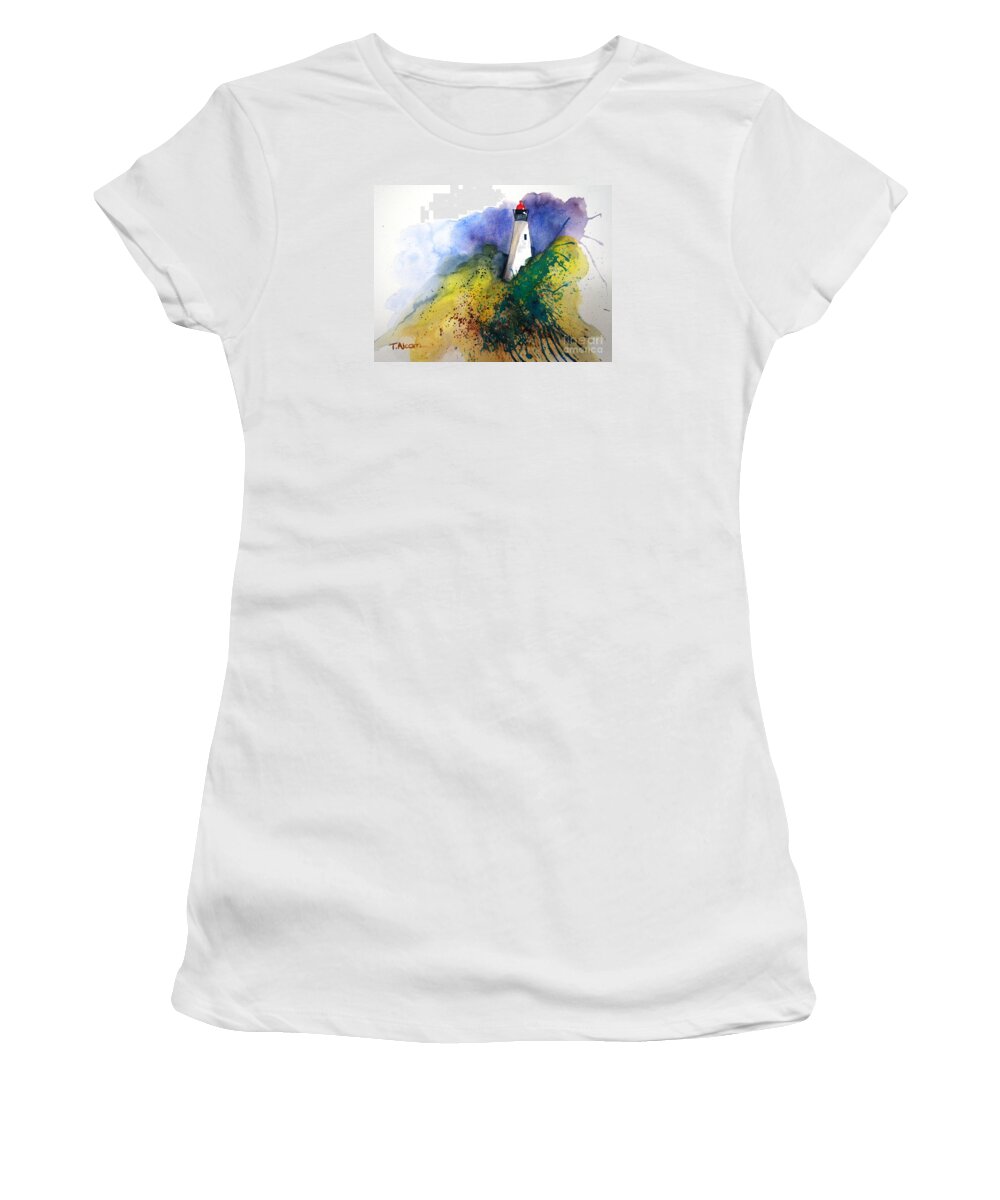 Lighthouse Women's T-Shirt featuring the painting Lighthouse III - original sold by Therese Alcorn