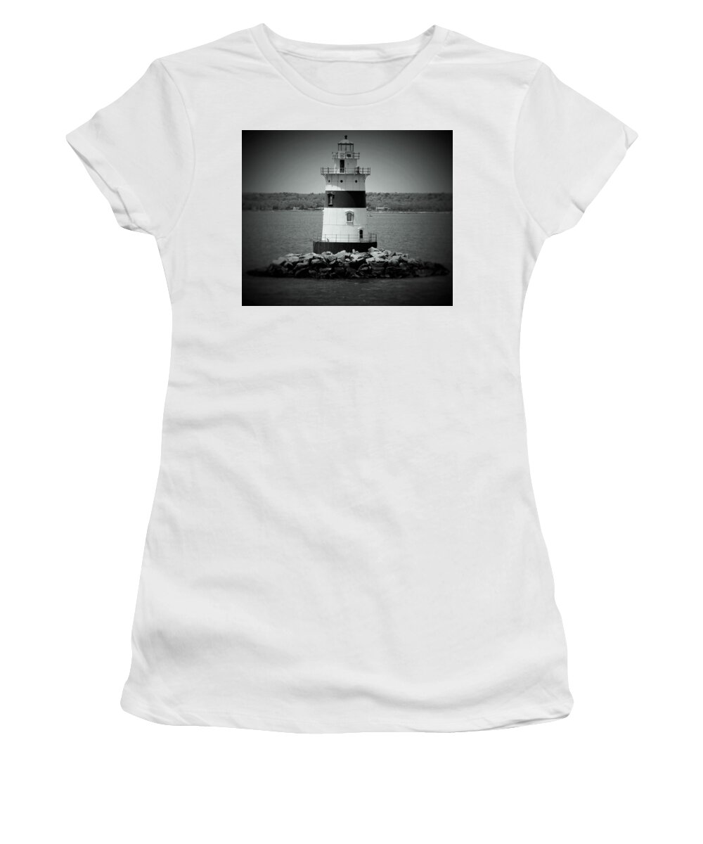 Lighthouse Women's T-Shirt featuring the photograph Lights out-BW by Charles HALL