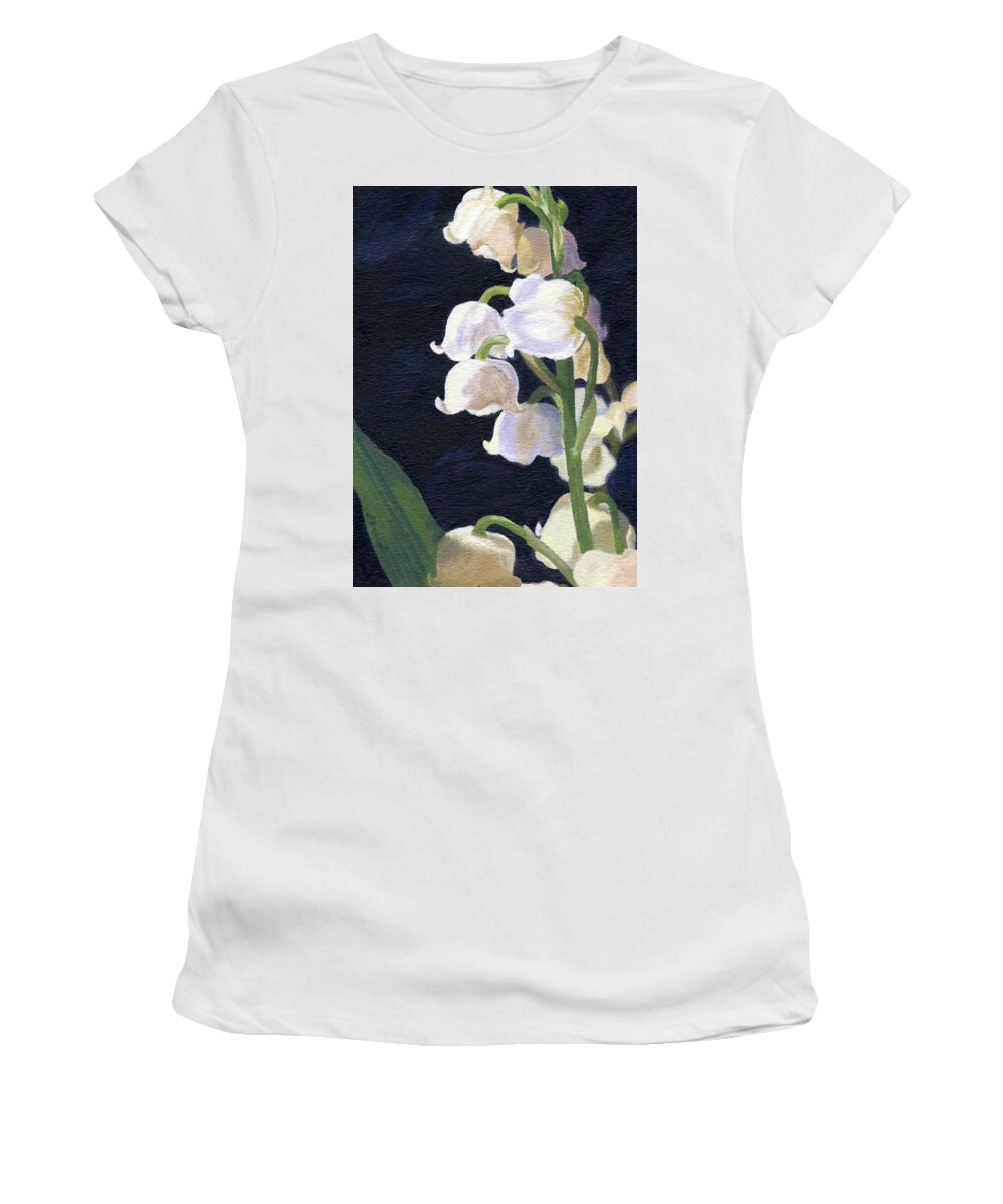 Flowers Women's T-Shirt featuring the painting Lily of the Valley by Lynne Reichhart