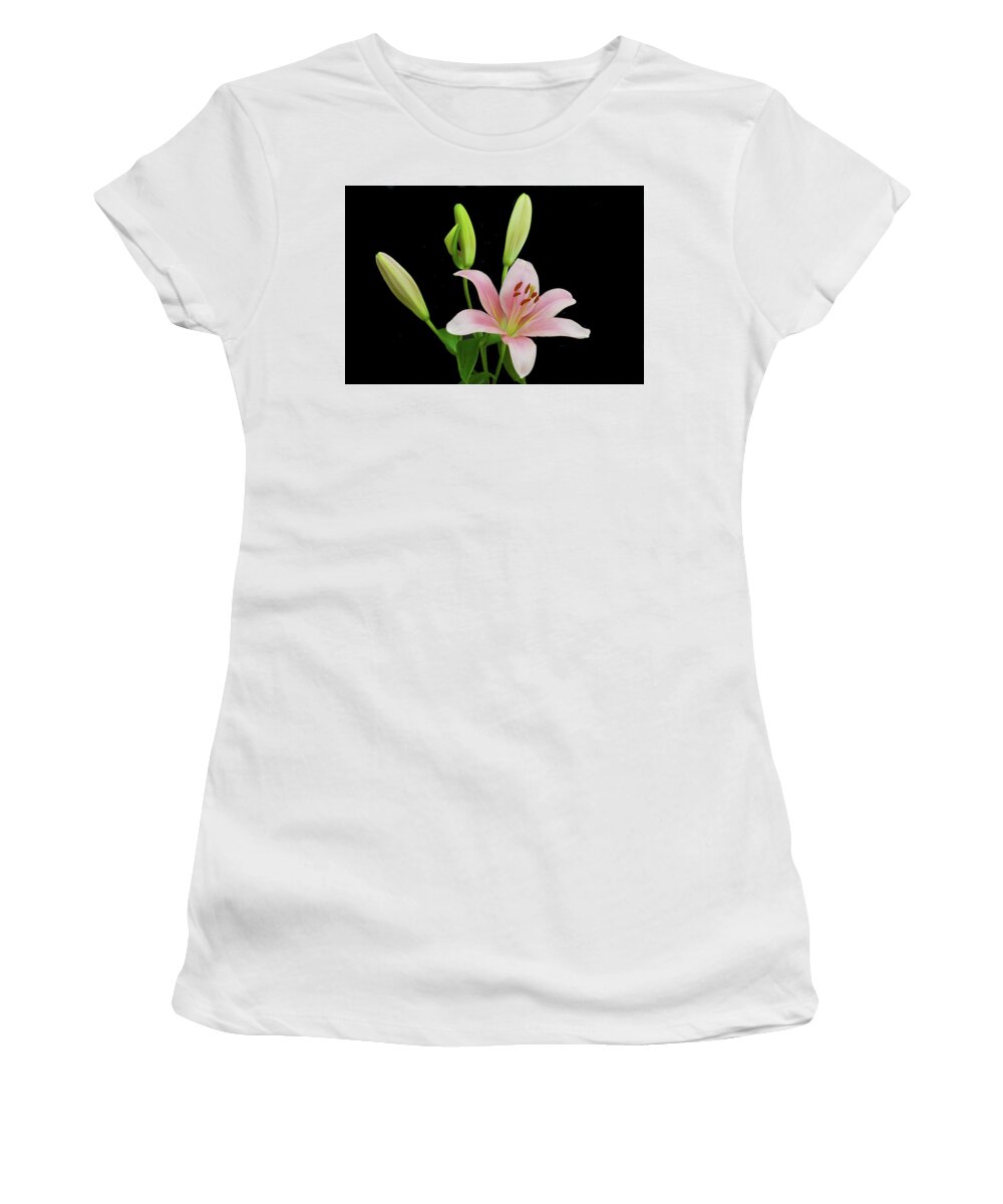 Floral Portraits Women's T-Shirt featuring the photograph Lily The Pink by Terence Davis