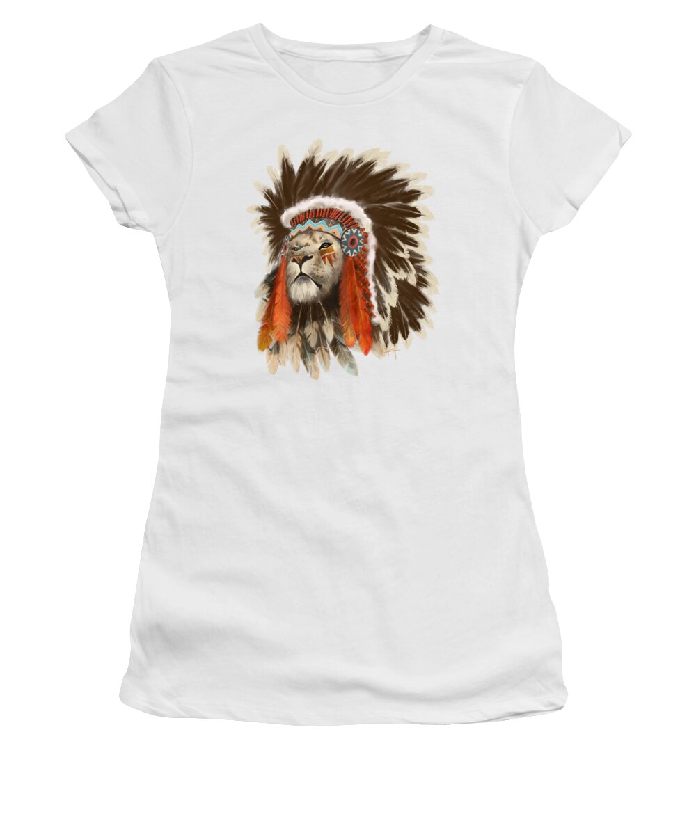 Lion Women's T-Shirt featuring the painting Lion Chief by Sassan Filsoof