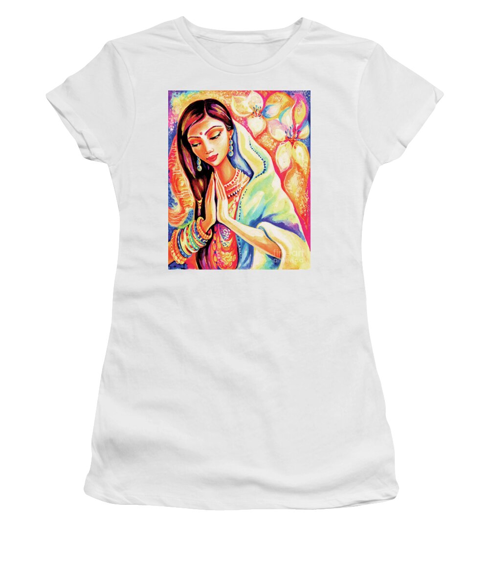 Praying Woman Women's T-Shirt featuring the painting Little Himalayan Pray by Eva Campbell