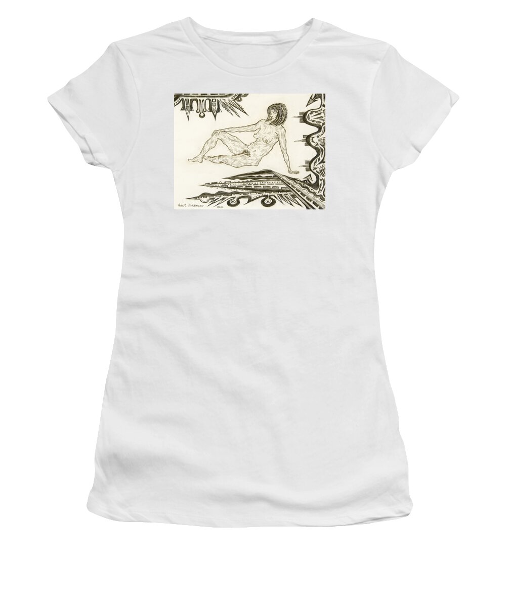 Live Nude Women's T-Shirt featuring the painting Live Nude 4 Female by Robert SORENSEN