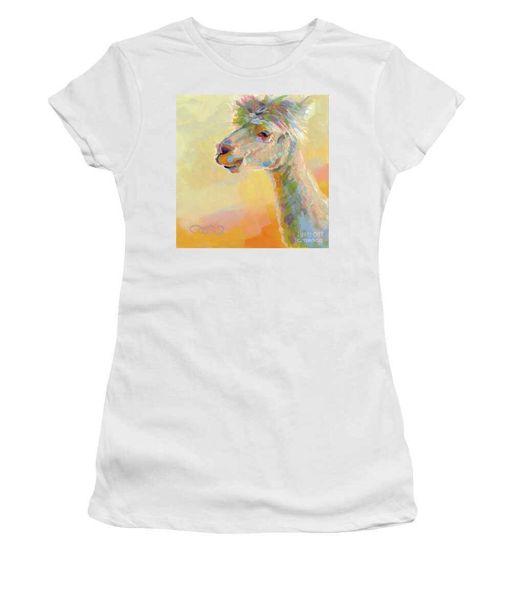 Llama Women's T-Shirt featuring the painting Lolly Llama by Kimberly Santini