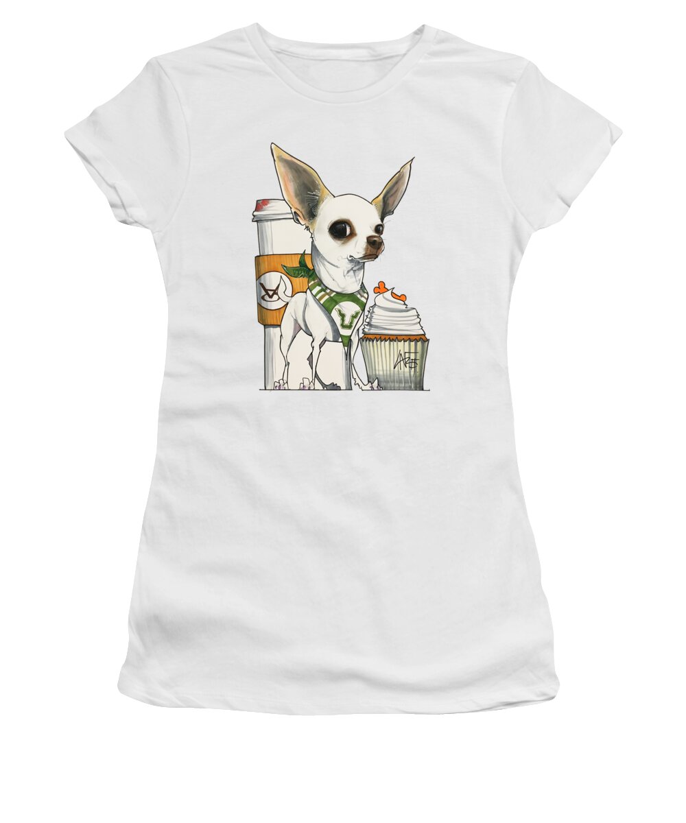 Pet Portrait Women's T-Shirt featuring the drawing Lombardo 7-1459 by Canine Caricatures By John LaFree