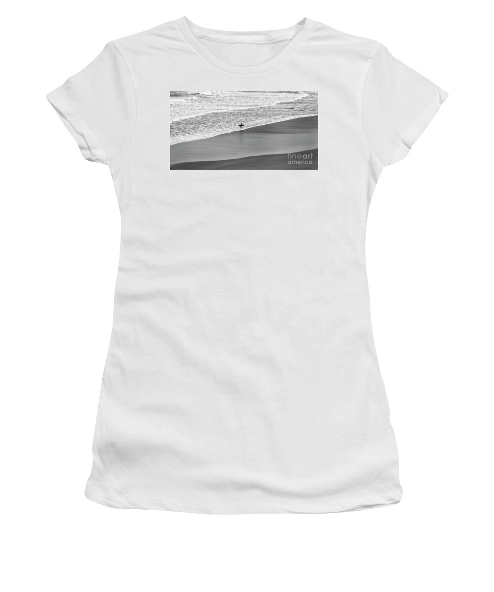 Surfer Women's T-Shirt featuring the photograph Lone Surfer by Nicholas Burningham