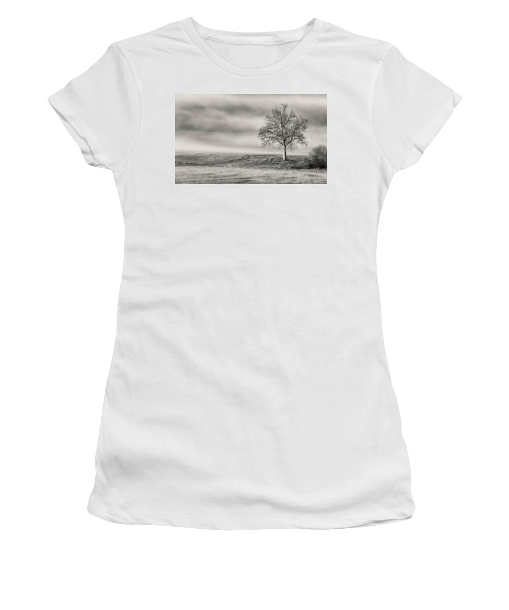 Landscape Women's T-Shirt featuring the photograph Lone Tree at the Ojai Summit by John A Rodriguez