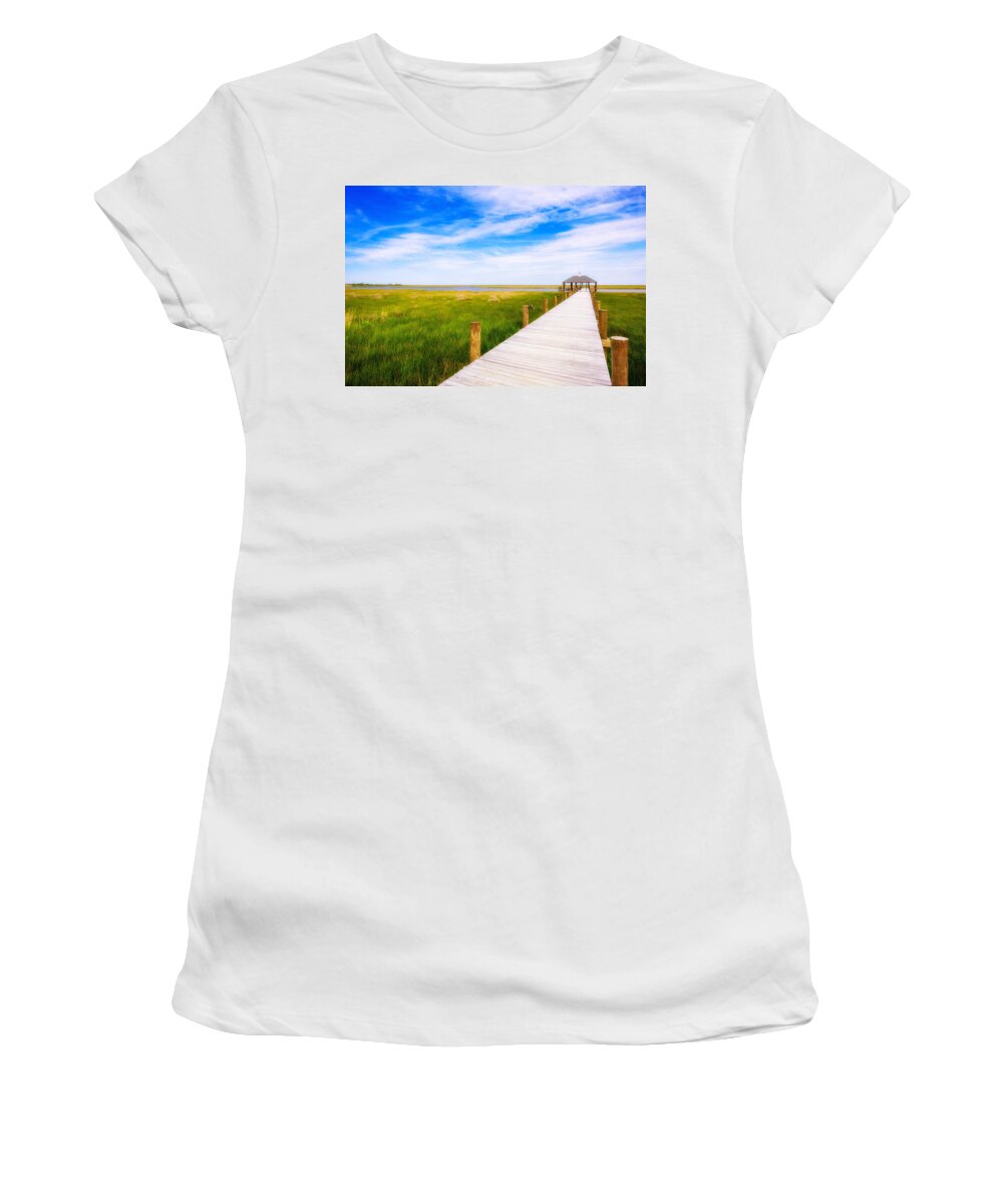 Gulf Of Mexico Women's T-Shirt featuring the photograph Lonely Pier II by Raul Rodriguez