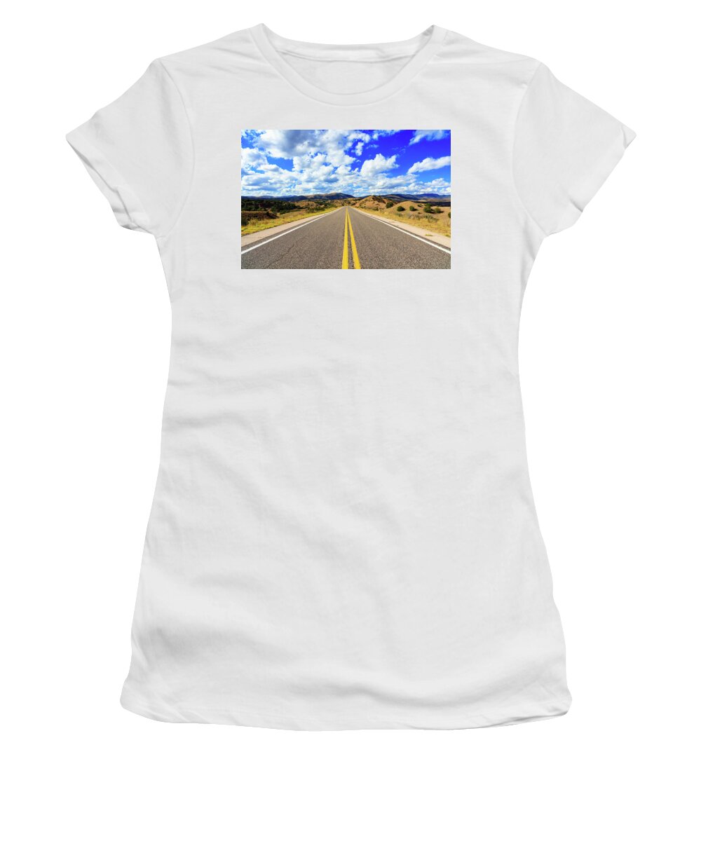 Gila National Forest Women's T-Shirt featuring the photograph Lonely New Mexico Highway by Raul Rodriguez