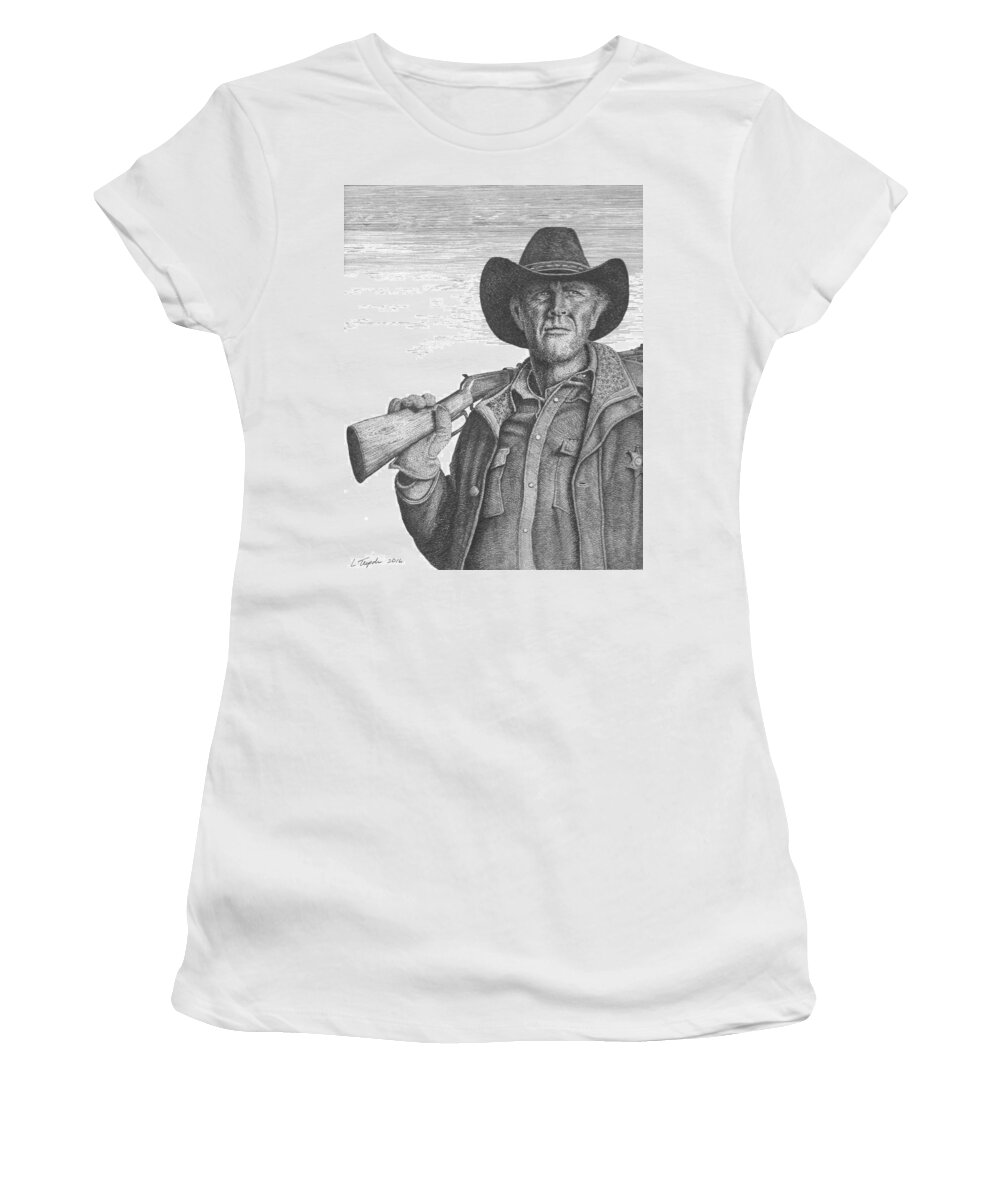 Longmire Women's T-Shirt featuring the drawing Longmire by Lawrence Tripoli
