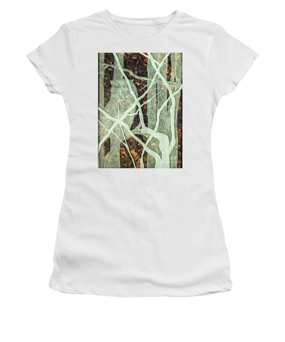 Etched Glass Women's T-Shirt featuring the glass art Looking Out by Alone Larsen