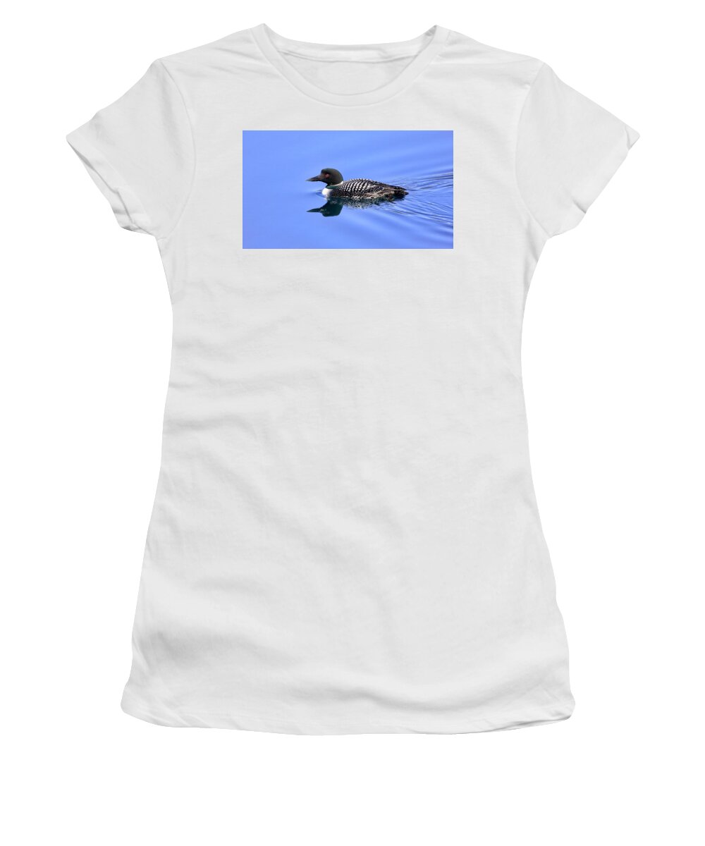 Loon Women's T-Shirt featuring the photograph Loon on a Lake by Jack Bell